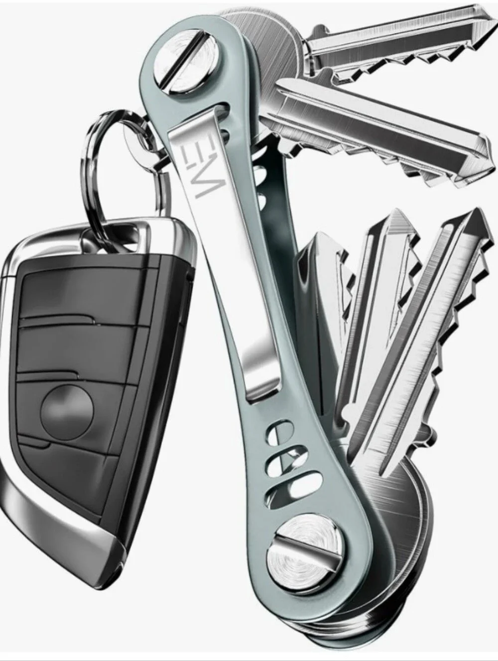 Mens Metal Compact Key Holder Pocket Clip Minimalist EDC Organizer Grey